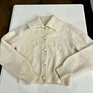 & Other Stories Statement Collar Knit Cardigan | Ivory Size XS